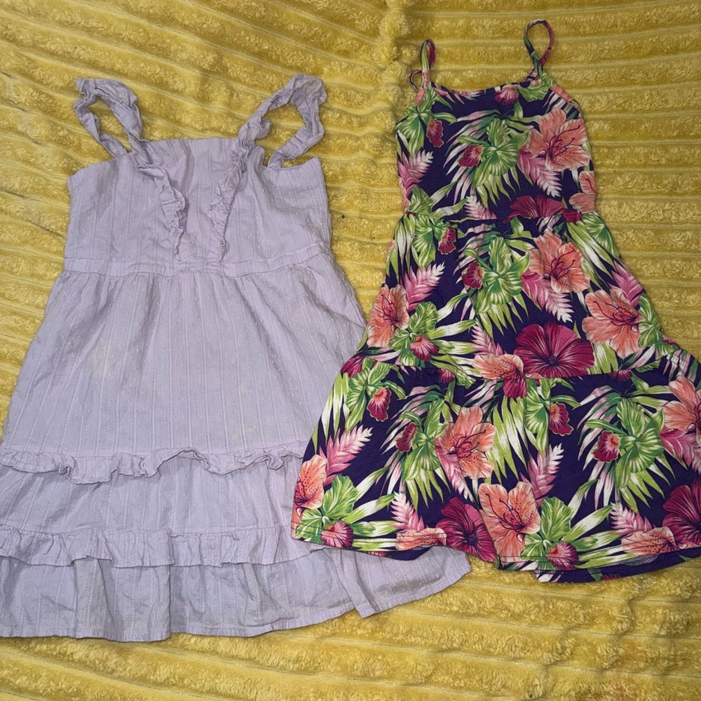Gymboree Lavender & Tropical Kids Dresses Summer Lot sundress 7/8